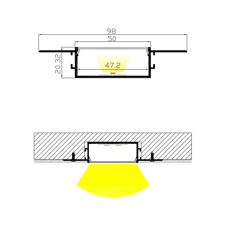 LD9820: Recessed Linear Light Profile