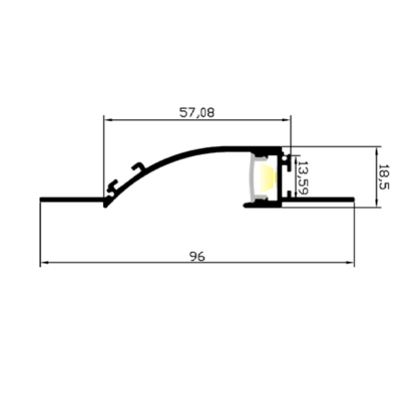LD1896B: Recessed Linear Asymmetrical Light Profile