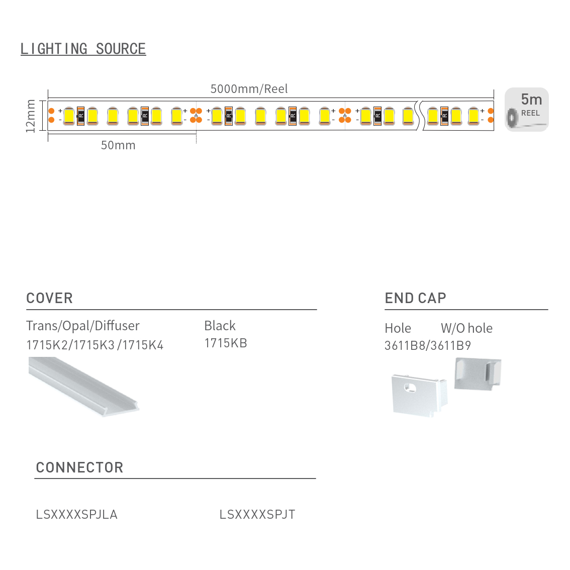 3611B Linear Recessed LED Profile-Accessories