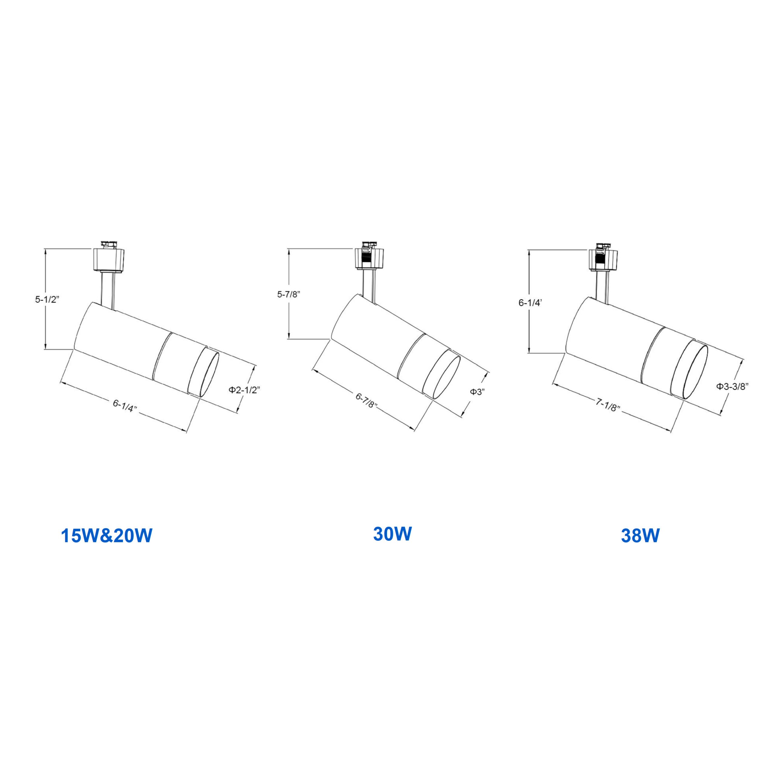 Display Track Light Size