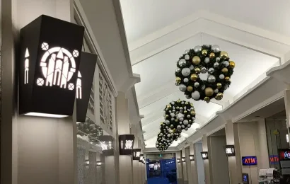 Laser Cut Art Deco Wall Sconces, Cathedral Place, Vancouver, BC