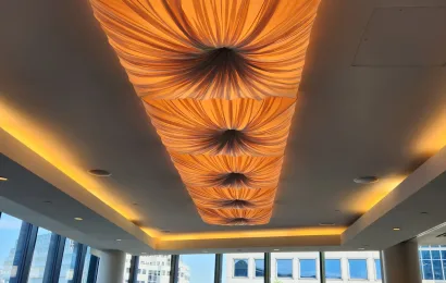 Double Layer Custom Fabric Shades Light, Fairmont Pacific Rim, Vancouver, BC