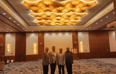 Bow-tie Fabric Shades Light, Fairmont Pacif Rim, Vancouver, BC