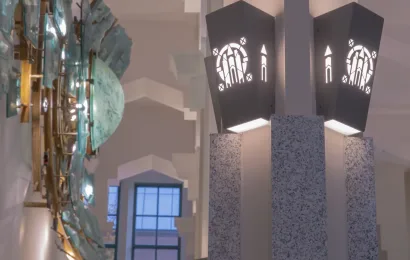 Laser Cut Art Deco Wall Sconces, Cathedral Place, Vancouver, BC