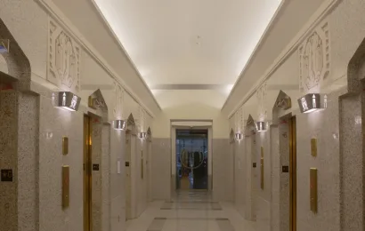 Laser Cut Art Deco Wall Sconces, Cathedral Place, Vancouver, BC