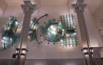 Laser Cut Art Deco Wall Sconces, Cathedral Place, Vancouver, BC