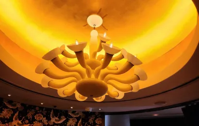 Custom Glass White Chandelier, Shangri-La Hotel, Vancouver, BC - Glass Art by Dale Chihuly