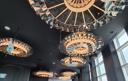 Custom Glass chandelier - Richmond Hotel, Vancouver