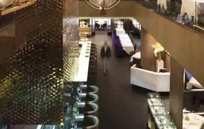 Pendant Globe Brass Light, Glowbal Restaurant, Vancouver, BC