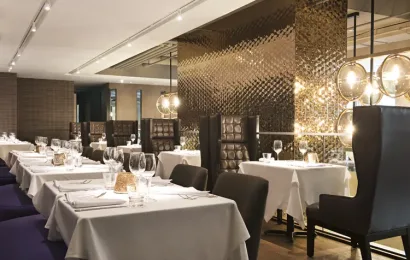 Pendant Globe Brass Light, Glowbal Restaurant, Vancouver, BC