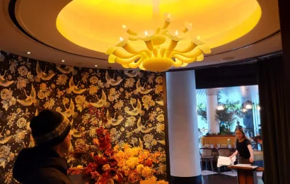 Custom Glass White Chandelier, Shangri-La Hotel, Vancouver, BC