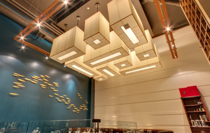 Fireproof Fabric Suspended Ceiling Light, Coast Restaurant, Vancouver, BC