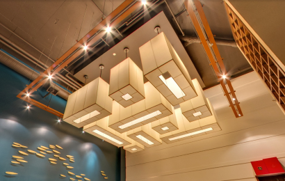 Fireproof Fabric Suspended Ceiling Light, Coast Restaurant, Vancouver, BC