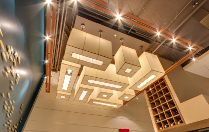 Fireproof Fabric Suspended Ceiling Light, Coast Restaurant, Vancouver, BC